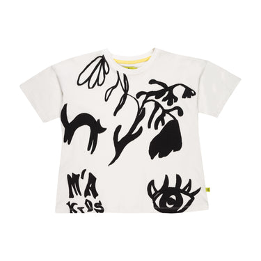 WHITE T-SHIRT WITH PATCH EMBROIDERY ma kids