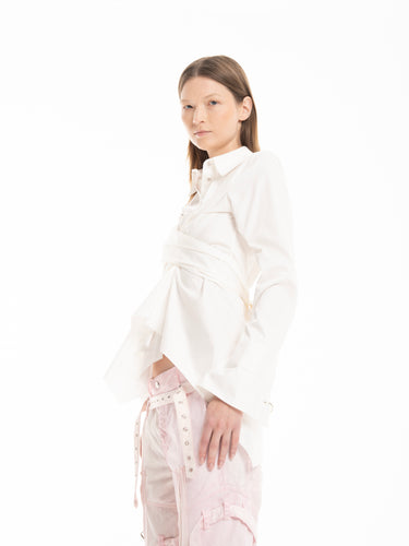 WHITE CROSS WRAP SHIRT marques almeida