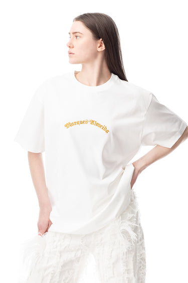 WHITE OVERSIZED T-SHIRT WITH GOLD LOGO marques almeida